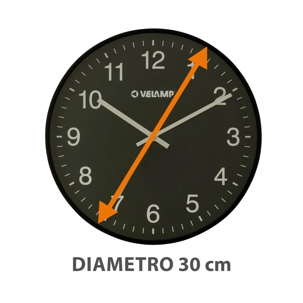 Orologio da Parete al Quarzo Rotondo 30 cm Nero Velamp SER124-B