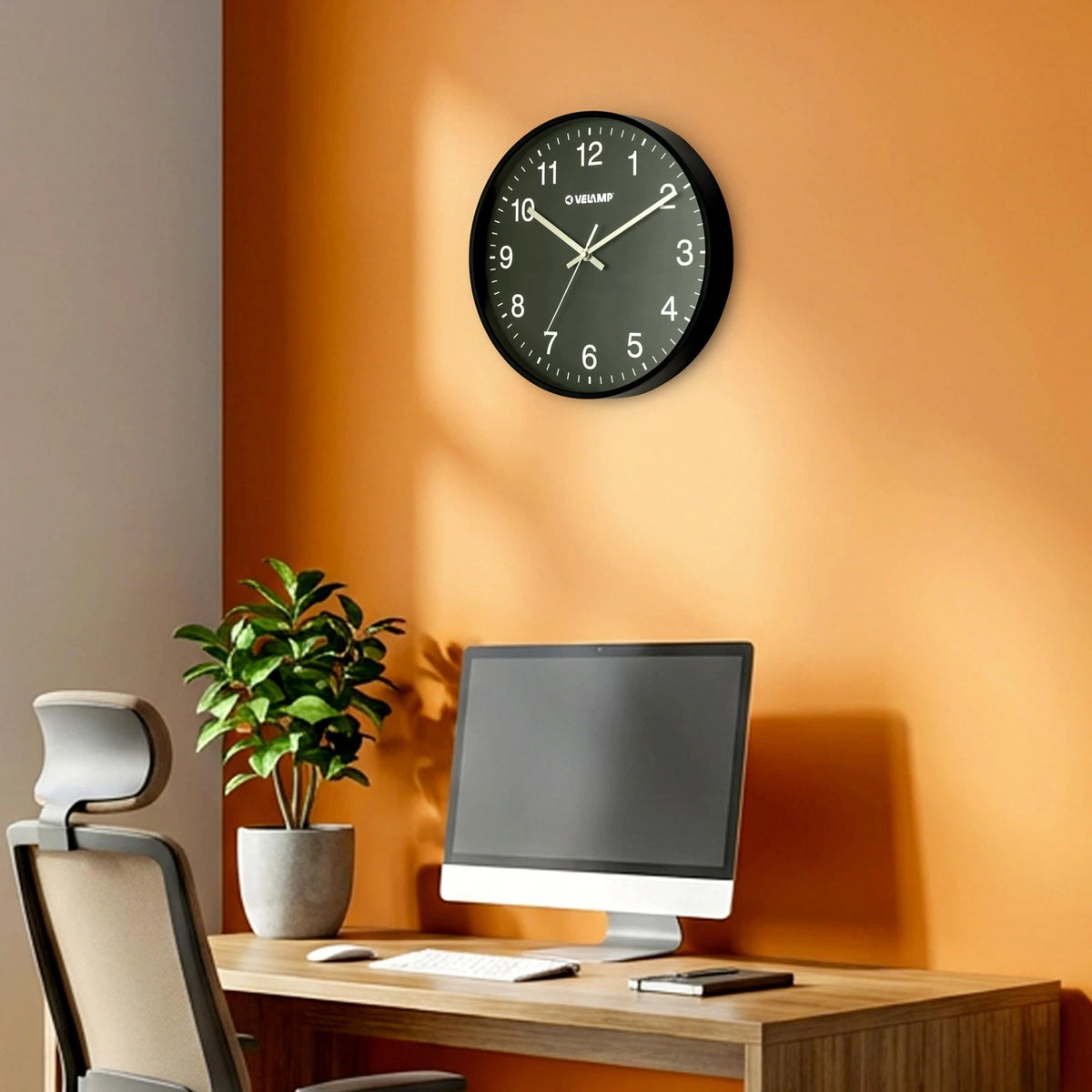 Orologio da Parete al Quarzo Rotondo 30 cm Nero Velamp SER124-B