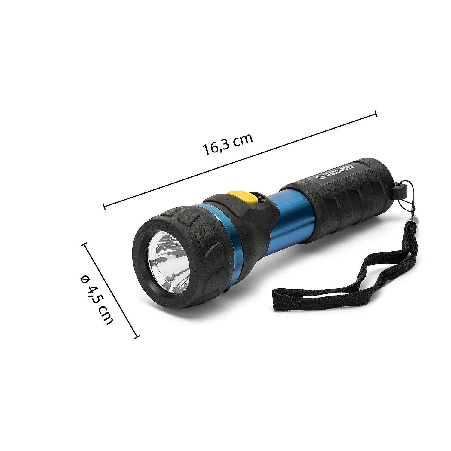 Torcia a LED portatile in alluminio 1W 70 lumen blu con laccio Velamp