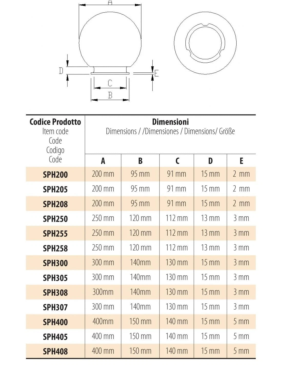 Sfera Lampada da Esterno Ø25 cm PMMA Trasparente E27 IP44 Velamp APOLUX SPH255