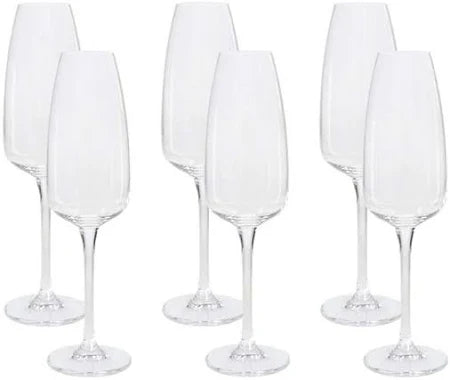 Set 6 Flûte da Champagne o Spumante Ml 290 in Cristallo di Boemia BOHEMIA ANS, Idea Regalo di Natale | Kasanova