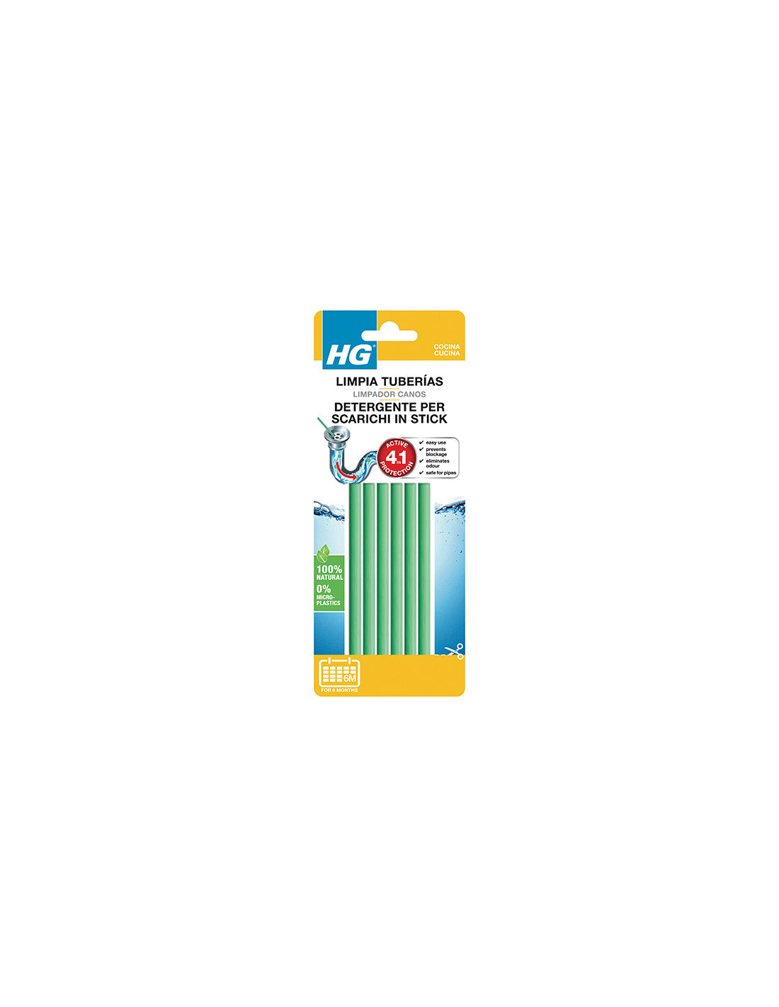 Stick detergenti enzimatici per scarichi e prevenzione cattivi odori 6 pezzi HG