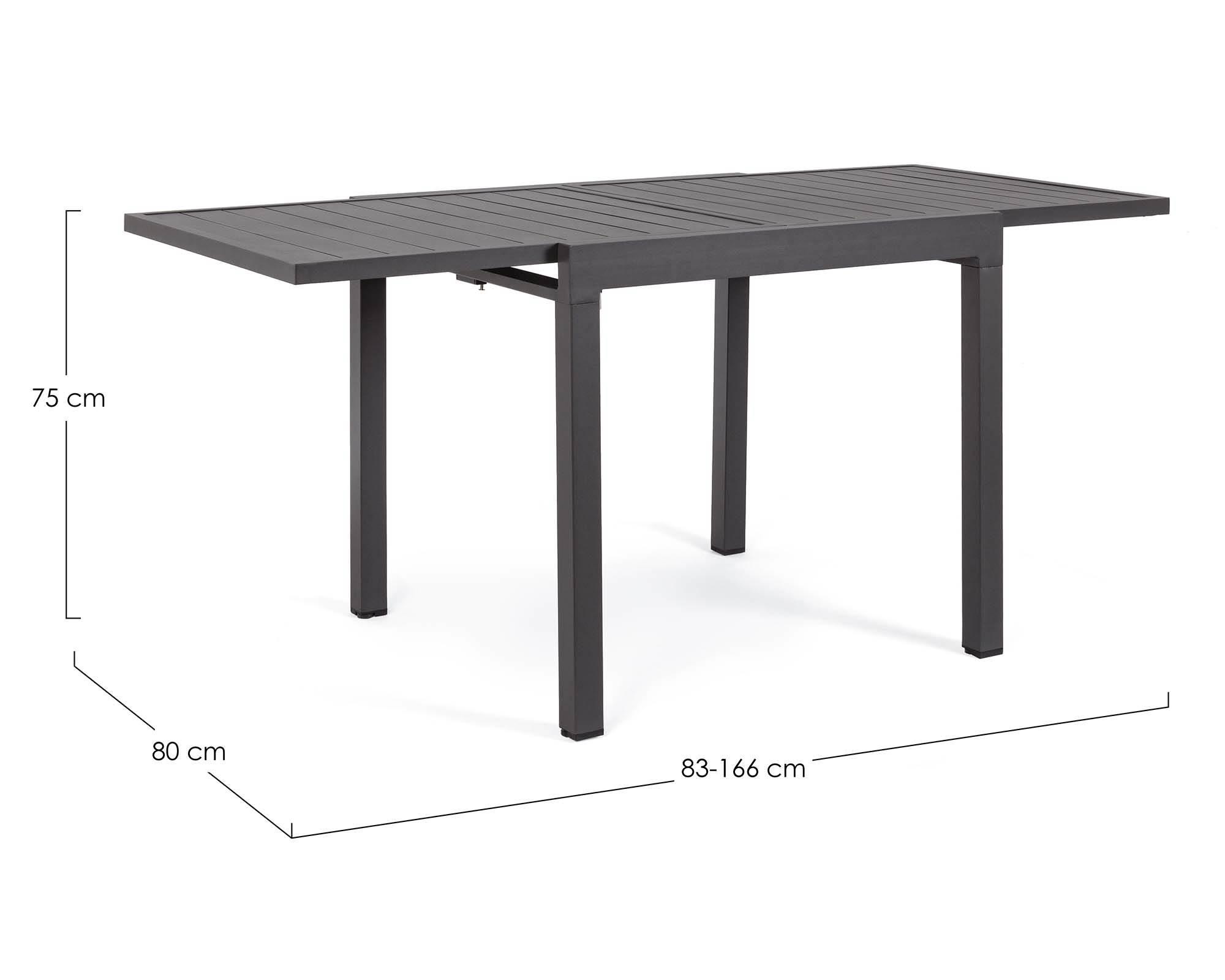 Tavolo allungabile Pelagius 83-166×80 antracite in alluminio Bizzotto - Brico Sapiens - L' evoluzione del fai da te