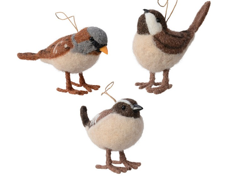 Decoro Natalizio Uccellino di Lana H.12 cm Assortito (Colori/Modelli) per Albero o Composizioni | Kaemingk