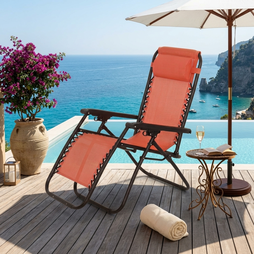 Set 2 sdraio poltrona multiposizione pieghevole Siesta ruggine 90x65x110 cm Biacchi