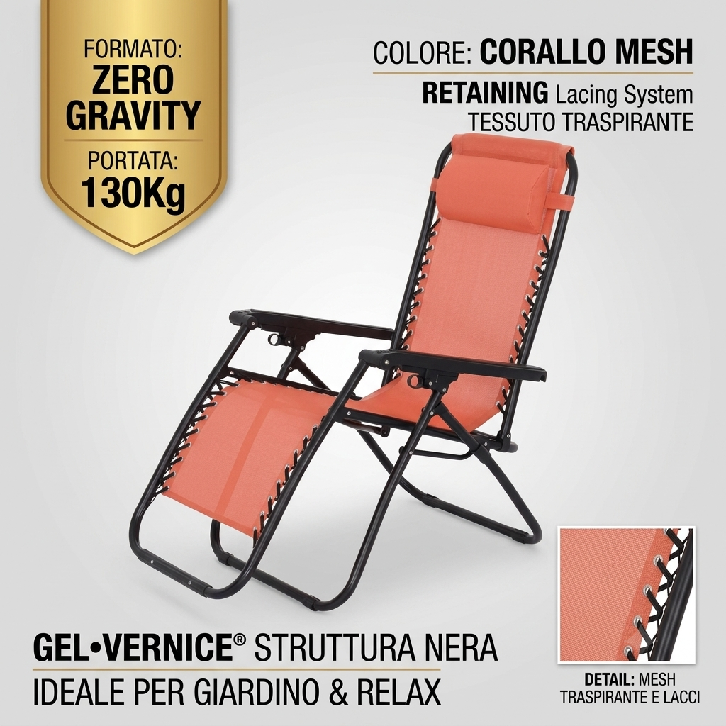 Set 2 sdraio poltrona multiposizione pieghevole Siesta ruggine 90x65x110 cm Biacchi