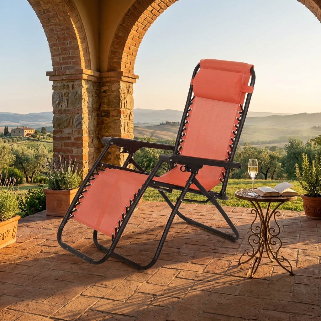 Set 2 sdraio poltrona multiposizione pieghevole Siesta ruggine 90x65x110 cm Biacchi